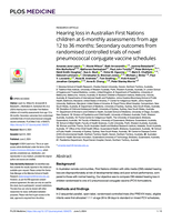 Hearing loss in Australian First Nations children at 6-monthly assessments from age 12 to 36 months: Secondary outcomes from randomised controlled trials of novel pneumococcal conjugate vaccine schedules