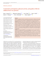 Community participation, physical activity, and quality of life for children born very preterm