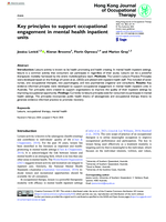 Key principles to support occupational engagement in mental health inpatient units