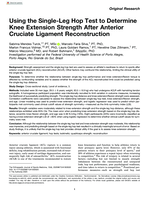 Using the Single-Leg Hop Test to Determine Knee Extension Strength After Anterior Cruciate Ligament Reconstruction