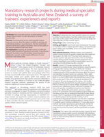 Mandatory research projects during medical specialist training in Australia and New Zealand: a survey of trainees' experiences and reports