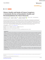 Dietary Quality and Intake of Cancer Caregivers: A Systematic Review of Quantitative Studies and Recommendations for Future Research