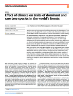 Effect of climate on traits of dominant and rare tree species in the world’s forests