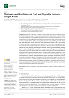 Motivators and Facilitators of Fruit and Vegetable Intake in Tongan Adults