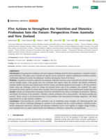 Five Actions to Strengthen the Nutrition and Dietetics Profession Into the Future: Perspectives From Australia and New Zealand