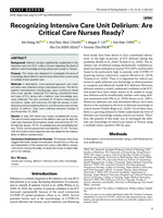Recognizing Intensive Care Unit Delirium: Are Critical Care Nurses Ready?