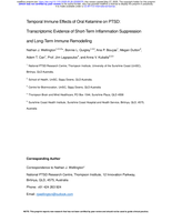 Temporal Immune Effects of Oral Ketamine on PTSD: Transcriptomic Evidence of Short-Term Inflammation Suppression and Long-Term Immune Remodelling