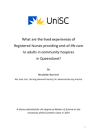 What are the lived experiences of Registered Nurses providing end-of-life care to adults in community hospices in Queensland?