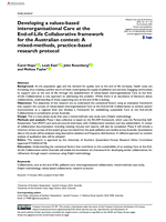 Developing a values-based interorganisational Care at the End-of-Life Collaborative framework for the Australian context: A mixed-methods, practice-based research protocol