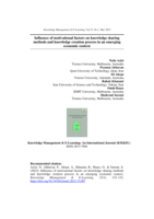 Influence of motivational factors on knowledge sharing methods and knowledge creation process in an emerging economic context