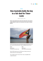 How Australia holds the key to a fair deal for Timor-Leste