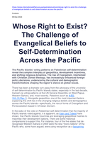 Whose Right to Exist? The Challenge of Evangelical Beliefs to Self-Determination Across the Pacific