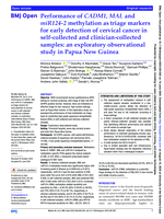 Performance of CADM1, MAL and miR124-2 methylation as triage markers for early detection of cervical cancer in self-collected and clinician-collected samples: an exploratory observational study in Papua New Guinea