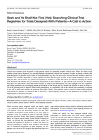Seek and Ye Shall Not Find (Yet): Searching Clinical Trial Registries for Trials Designed With Patients-A Call to Action