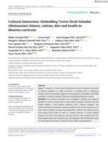 Cultural immersion: Embedding Torres Strait Islander (Melanesian) history, culture, diet and health in dietetics curricula