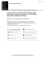 "I don't trust it, so I don't read it": How do older Australians navigate and search for information about their health and driving?