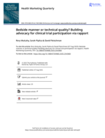 Bedside manner or technical quality? Building advocacy for clinical trial participation via rapport