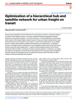 Optimization of a hierarchical hub and satellite network for urban freight on transit