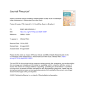 Impact of Physical Activity and BMI on Health-Related Quality of Life in Overweight Indian Adolescents: A Randomized Controlled Study