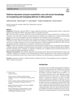 Delirium education and post-anaesthetics care unit nurses' knowledge on recognising and managing delirium in older patients