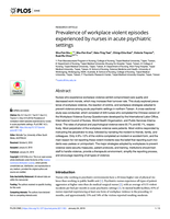 Prevalence of workplace violent episodes experienced by nurses in acute psychiatric settings