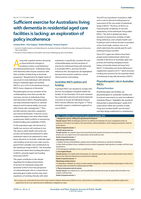 Sufficient exercise for Australians living with dementia in residential aged care facilities is lacking: an exploration of policy incoherence