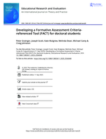Developing a Formative Assessment Criteria-referenced Tool (FACT) for doctoral students