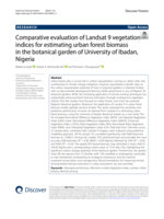 Comparative evaluation of Landsat 9 vegetation indices for estimating urban forest biomass in the botanical garden of University of Ibadan, Nigeria