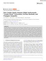 How Gender Equity Schemes Might Inadvertently “Gender‐Wash” Universities, Provoke Backlash, and Propagate Inequality