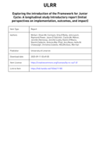 Exploring the introduction of the Framework for Junior Cycle – A longitudinal study: Introductory report (Initial perspectives on implementation, outcomes, and impact)