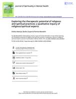 Exploring the therapeutic potential of religious and spiritual practices: a qualitative inquiry of religious/spiritual experts