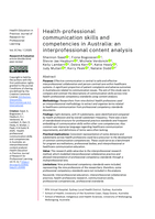 Health-professional communication skills and competencies in Australia: an interprofessional content analysis