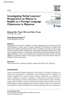 Investigating Verbal Learners' Perspectives on Silence in English as a Foreign Language Classrooms in Myanmar