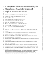 A long-reads based de-novo assembly of Magallana bilineata for improved tropical oyster aquaculture