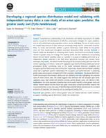 Developing a regional species distribution model and validating with independent survey data: a case study of an avian apex predator, the greater sooty owl (Tyto tenebricosa)