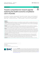 Toward a comprehensive research agenda: exploring the health economics of palliative care in Australia