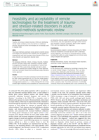 Feasibility and acceptability of remote technologies for the treatment of trauma- and stressor-related disorders in adults: mixed-methods systematic review