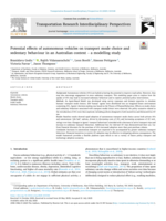 Potential effects of autonomous vehicles on transport mode choice and sedentary behaviour in an Australian context – a modelling study