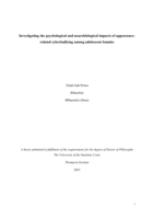 Investigating the psychological and neurobiological impacts of appearance-related cyberbullying among adolescent females