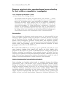Reasons why Australian parents choose home schooling for their children: A qualitative investigation