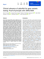 Clinical relevance of zebrafish for gene variants testing. Proof-of-principle with SMN1/SMA