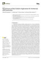 Special Issue on Data Analytics Applications for Architecture and Construction
