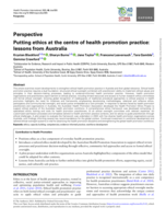 Putting ethics at the centre of health promotion practice: lessons from Australia