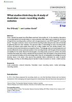 What studios think they do: A study of Australian music recording studio websites