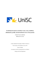 Evaluating the monocyte monolayer assay: assay conditions, inflammatory profile, and international review of best practice