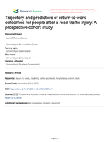 Trajectory and predictors of return-to-work outcomes for people after a road trac injury: A prospective cohort study