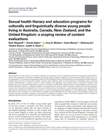 Sexual health literacy and education programs for culturally and linguistically diverse young people living in Australia, Canada, New Zealand, and the United Kingdom: a scoping review of content evaluations
