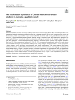 The acculturation experiences of Chinese international tertiary students in Australia: a qualitative study
