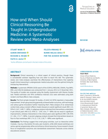 How and When Should Clinical Reasoning Be Taught in Undergraduate Medicine: A Systematic Review and Meta-Analyses
