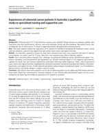 Experiences of colorectal cancer patients in Australia: a qualitative study on specialised nursing and supportive care